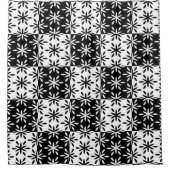 グラフィックな白黒の幾何学模様 シャワーカーテン (正面)