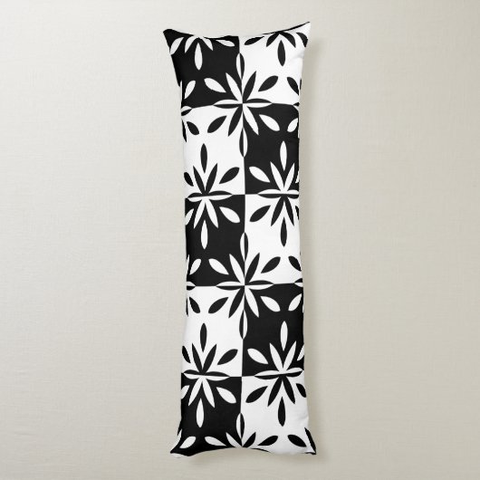 グラフィックな白黒の幾何学模様 ボディピロー (裏面 (縦))