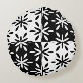 グラフィックな白黒の幾何学模様 ラウンドクッション (裏面)