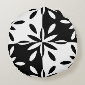 グラフィックな白黒の幾何学模様 ラウンドクッション (裏面)