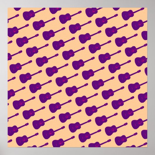 グラフィックな紫のギター ポスター (正面)