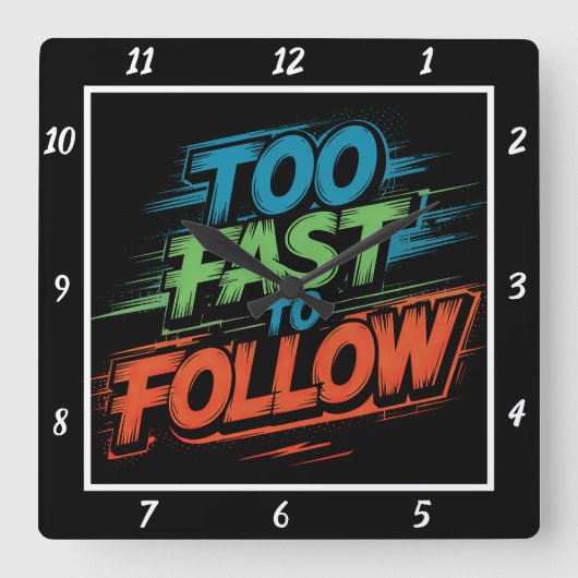 グラフィックに対して速後を追過ぎる スクエア壁時計 (正面)
