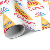 グラフィックはっきりしたネームパーティーハット誕生日 ラッピングペーパー (ロールコーナー)