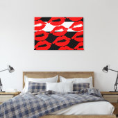 グラフィックはっきりしたマウスキスレッドリッププリント白黒 キャンバスプリント (インサイチュ (寝室))