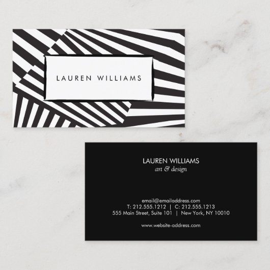 グラフィックはっきりした抽象芸術白黒アーストライプのト 名刺 (正面/裏面)