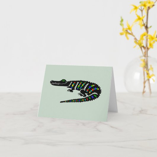 グラフィックアメリカのワニ – 自然 – 野生生物 – カード (黄色い花)