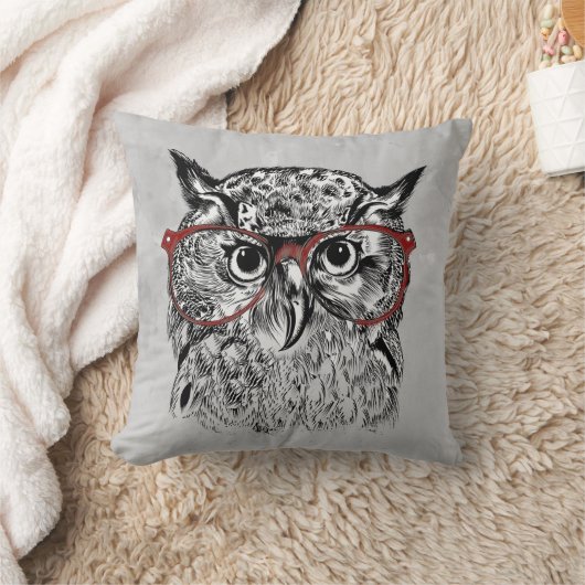 グラフィックアートおもしろいワイズフクロウバードヒップスター クッション (ブランケット)