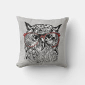 グラフィックアートおもしろいワイズフクロウバードヒップスター クッション (正面)