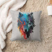 グラフィックアートウルフウルフ動物野生動物 クッション (ブランケット)