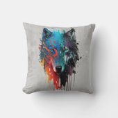 グラフィックアートウルフウルフ動物野生動物 クッション (正面)