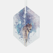 グラフィックアートウルフバックワイルドライフアート自然 ガラスオーナメント (正面左)
