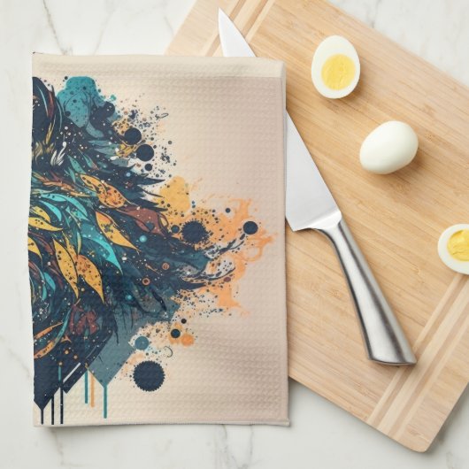 グラフィックアートウルフワイルドアニマル自然ワイルドライフアート キッチンタオル (四つ折り)