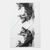 グラフィックアートキツネ野生動物自然野生動物アート キッチンタオル (縦)