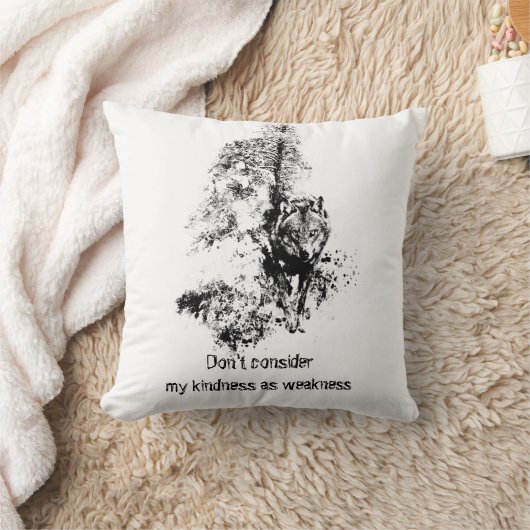 グラフィックアートグレーウルフワイルドライフアジェンシー引用文 クッション (ブランケット)