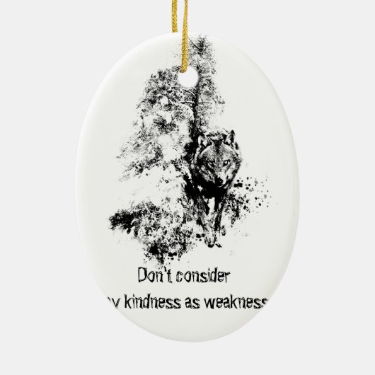 グラフィックアートグレーウルフワイルドライフアジェンシー引用文 セラミックオーナメント (裏面)
