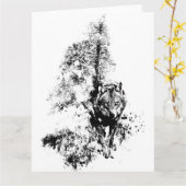 グラフィックアートグレーウルフ野生動物自然 カード (黄色い花)