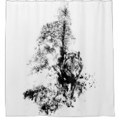 グラフィックアートグレーウルフ野生動物自然 シャワーカーテン (正面)