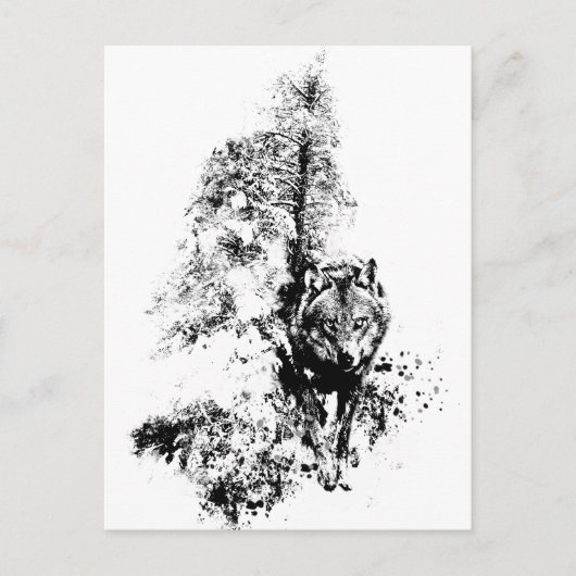 グラフィックアートグレーウルフ野生動物自然 ポストカード (正面)