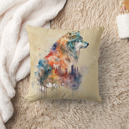 グラフィックアートシティアーバンウルフウルブズ動物 クッション (ブランケット)