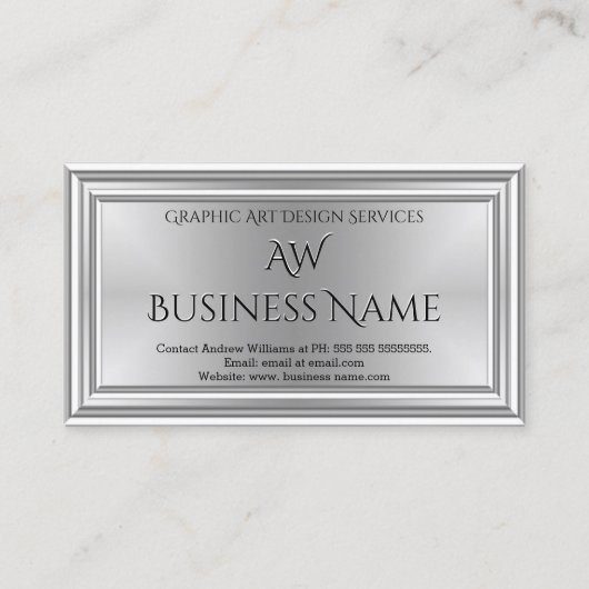 グラフィックアートデザイナーシルバーモノグラムデコ 名刺 (正面)