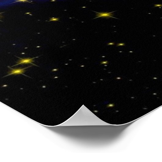 グラフィックアートパープルコズミックウルフイラストレーション ポスター (角)