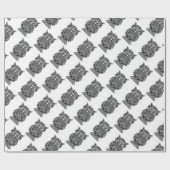 グラフィックアートフクロウ鳥の白黒ロゴ ラッピングペーパー (フラット)