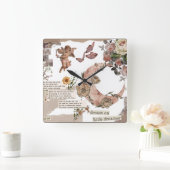 グラフィックアートフラワー引用文ジョナルエンジェルTシャツ スクエア壁時計 (ホーム)