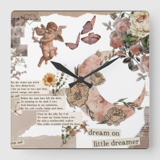 グラフィックアートフラワー引用文ジョナルエンジェルTシャツ スクエア壁時計