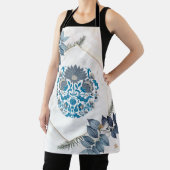 グラフィックアートブライトティール(緑がかった色)マンダライラストレーション エプロン (インサイチュ)