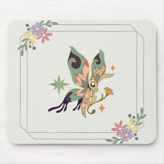グラフィックアートベージュイラストレーションフェアリー蝶 マウスパッド (正面)