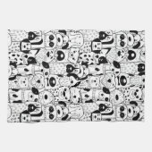グラフィックアートラインスケッチドッグマンガ キッチンタオル (横)