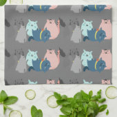 グラフィックアートラインスケッチ猫漫画 キッチンタオル (折り畳み)