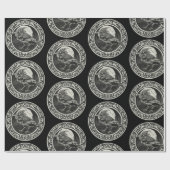 グラフィックアートレイヴン鳥ブラックグレーホワイト ラッピングペーパー (フラット)