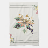 グラフィックアートワーク、緑の妖精の蝶 キッチンタオル (縦)