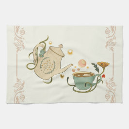 グラフィックアート、ベージュティータイム キッチンタオル