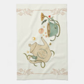 グラフィックアート、ベージュティータイム キッチンタオル (縦)
