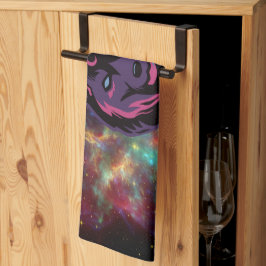 グラフィックアート 紫色の宇宙オオカミ キッチンタオル