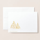 グラフィックアールデコクリスマスツリー写真クリスマス 箔カード (裏面封筒付き)