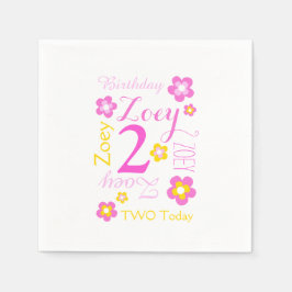 グラフィックイエローピンクという花 スタンダードカクテルナプキン