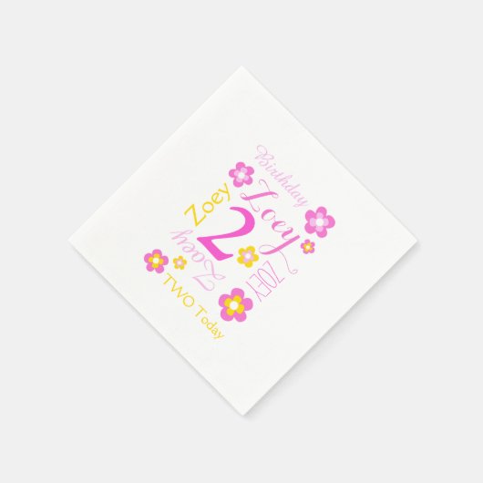 グラフィックイエローピンクという花 スタンダードカクテルナプキン (角)