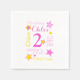 グラフィックイエローピンクという誕生日のスター スタンダードカクテルナプキン