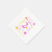 グラフィックイエローピンクという誕生日のスター スタンダードカクテルナプキン (角)