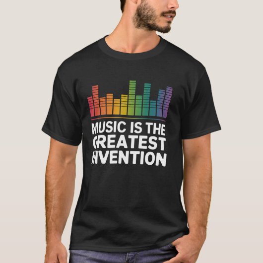 グラフィックイコライザー 音楽は最高の発明品 Tシャツ (正面)