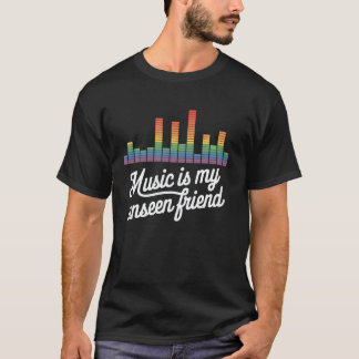 グラフィックイコライザー 音楽は私の見えない友達 Tシャツ