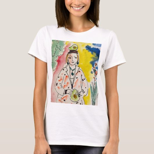 グラフィックインク水色，ファンタジーレディ Tシャツ (正面)