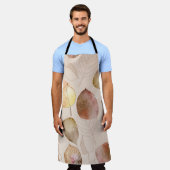グラフィックウォーターカラーリーフ秋デザイン エプロン (着用した状態)