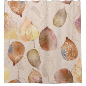 グラフィックウォーターカラーリーフ秋デザイン シャワーカーテン (正面)