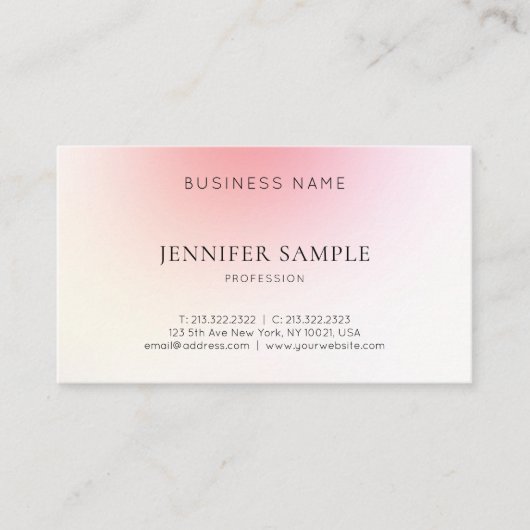 グラフィックエレガントデザインピンクカラー調和ラグジュアリー 名刺 (正面)