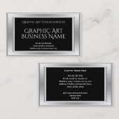 グラフィックエレガントモダンアートデザインシルバーブラック 名刺 (正面/裏面)