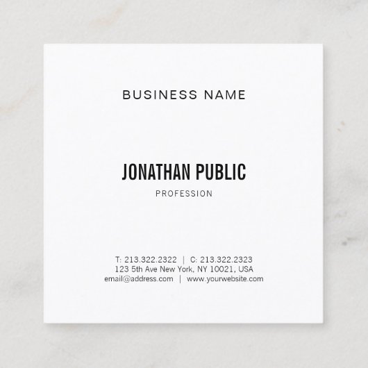 グラフィックエレガントモダントレンディープレーンミニマル スクエア名刺 (裏面)